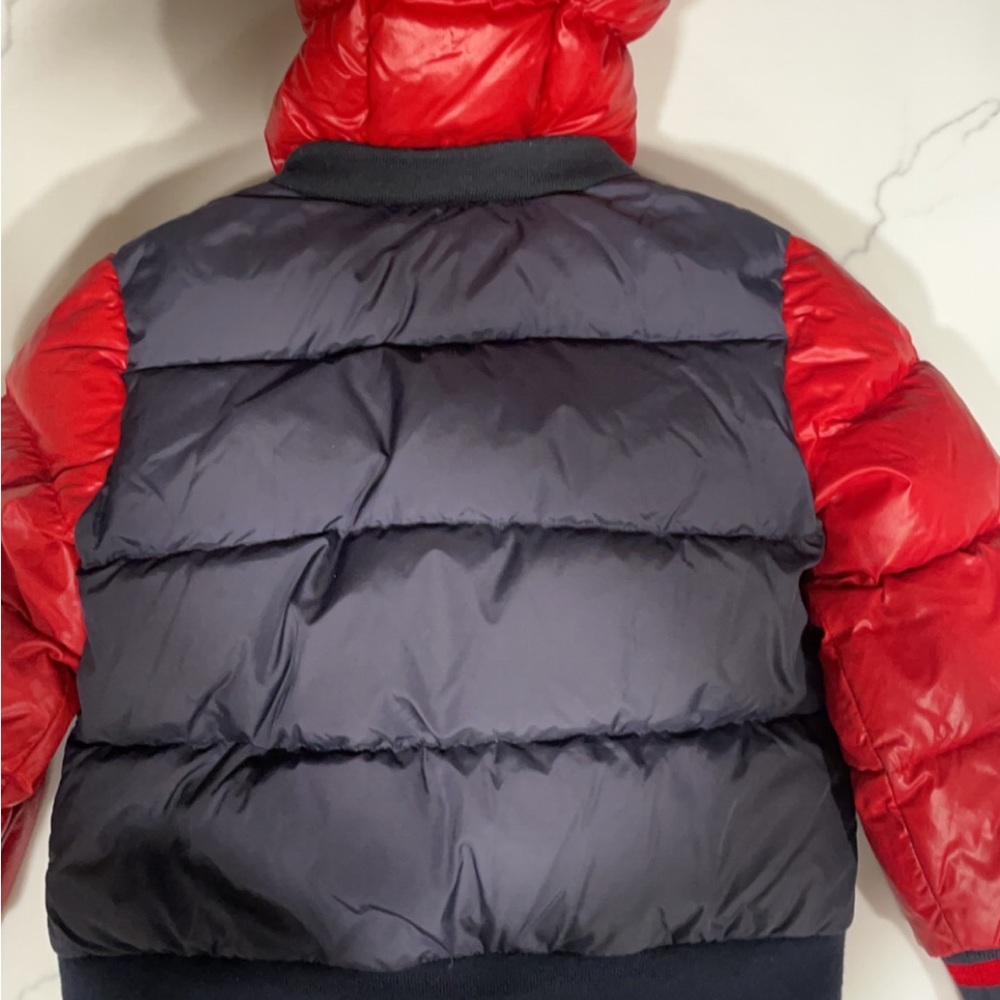 Moncler Kids Navy & Red Hooded Puffer Coat - Picture 5 of 5